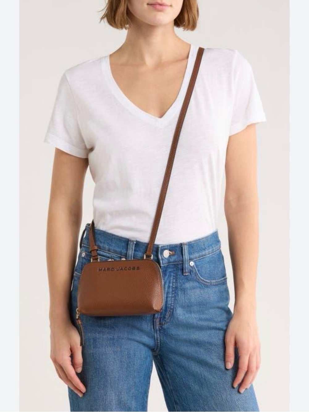 NWT Marc Jacobs Brown Pebbled Leather Bold Small Crossbody Pouch